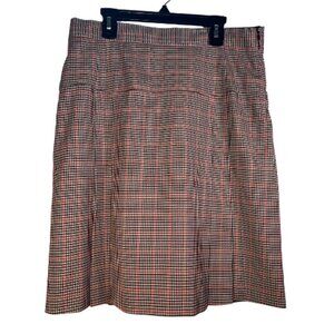BROOKS BROTHERS Italian Wool Houndstooth Plaid Pleated Estethia Skirt 8 Petite